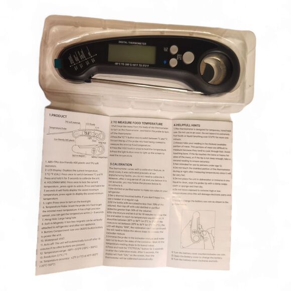 Waterproof Meat Thermometer with Backlight, Foldable Probe, Digital Display New - Picture 7 of 9